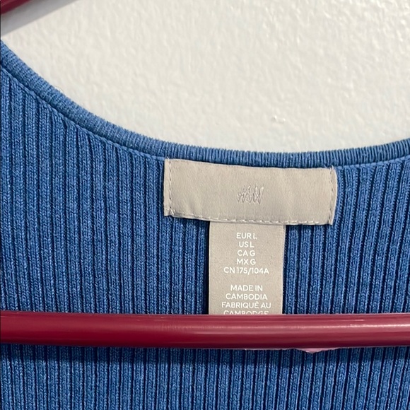 Blue Ribbed Knit Sweater Shirt - Picture 2 of 3